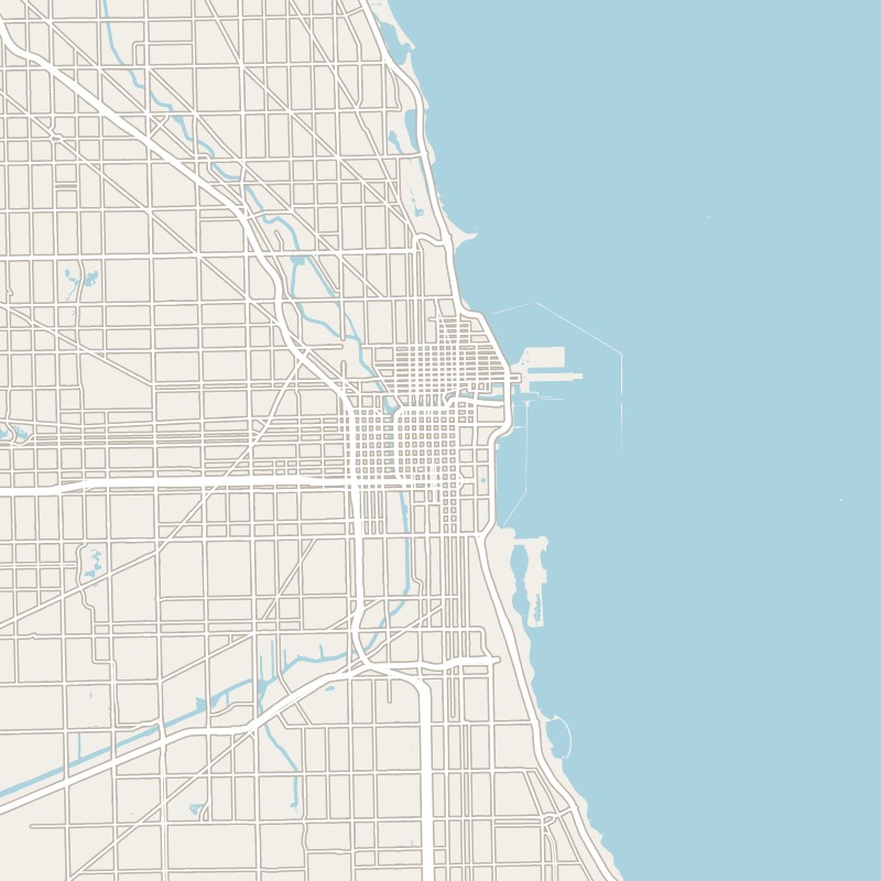 La mappa senza nomi di Chicago: la città è al centro