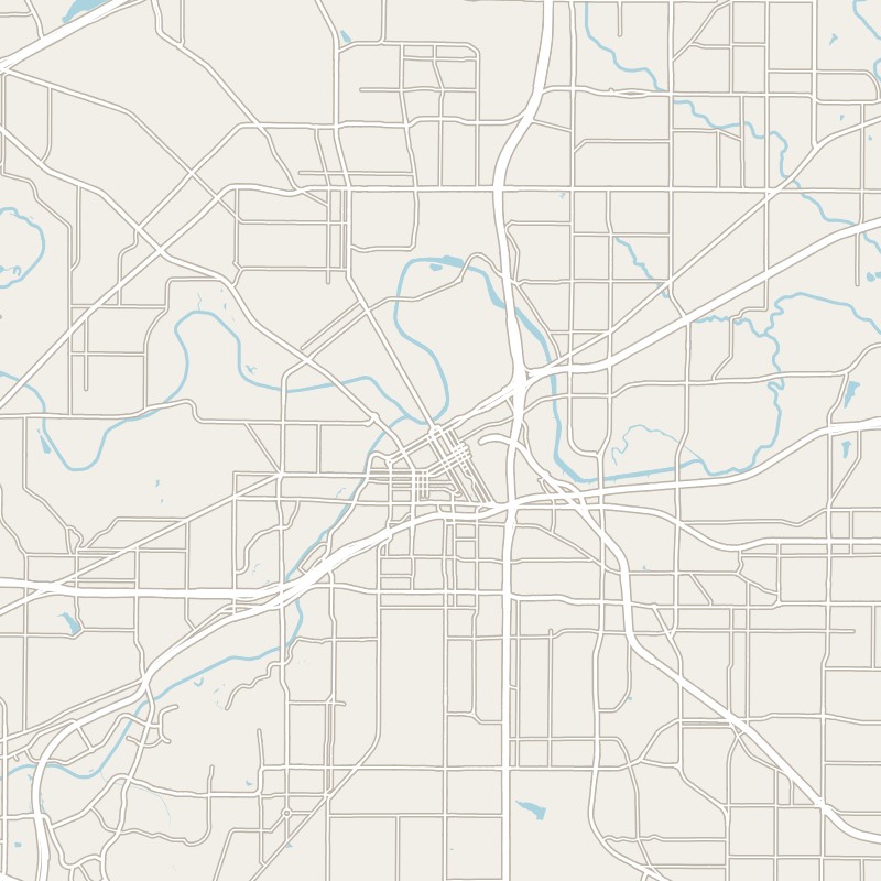 La mappa senza nomi di Fort Worth: la città è al centro